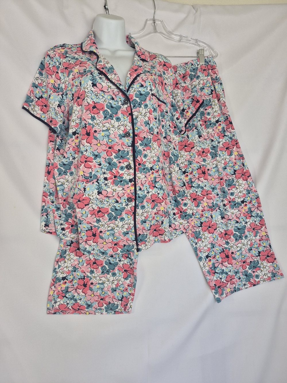 Jane and Bleecker Pink & Teal Floral Short-Sleeve Pajama Set
